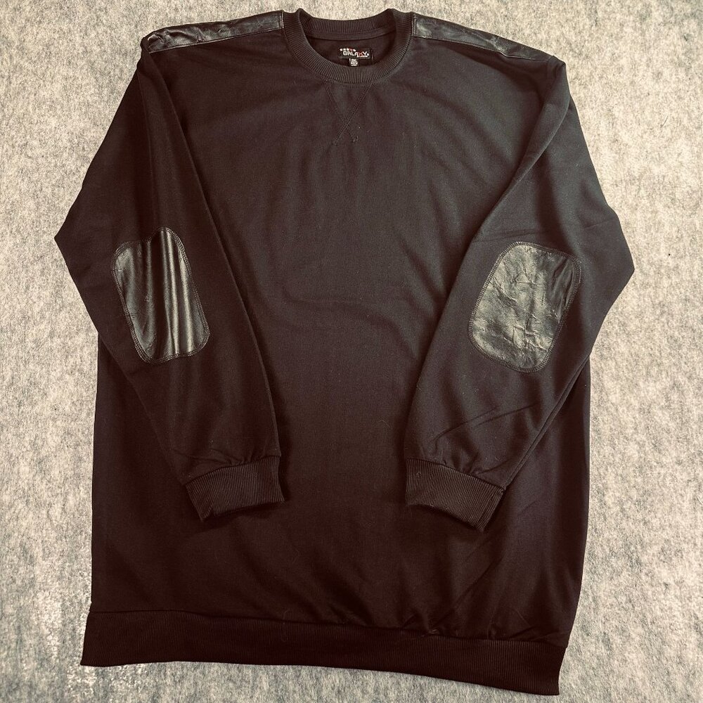Galaxy By Harvic Mens‎ 3XL Sweater Black Faux Leather Accents Crewneck Design